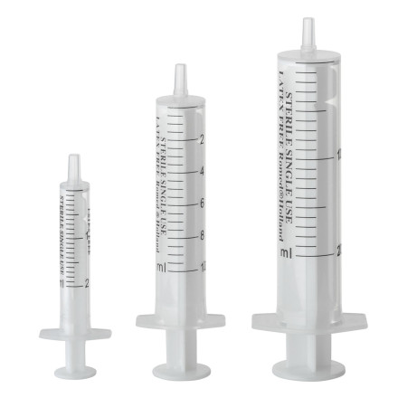 Syringe, medical, 10 ml, 2-component, luer tip, sterile