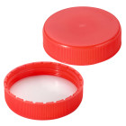 Cap, screw, for HDPE bottle, 63 mm, red, polypropylene, PE-schuim