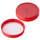 Cap, screw, for HDPE bottle, 80 mm, red, polypropylene, alveoline