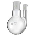 Flask, two neck, 250 ml, borosilicate, with ground joint 29/32, straight side neck