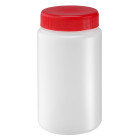 Sample, container, round, screw, 375ml, HDPE, 63mm, incl. lid red + liner