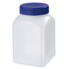 Sample, container, square, screw, 500 ml, HDPE, 63 mm, including lid blue+ liner